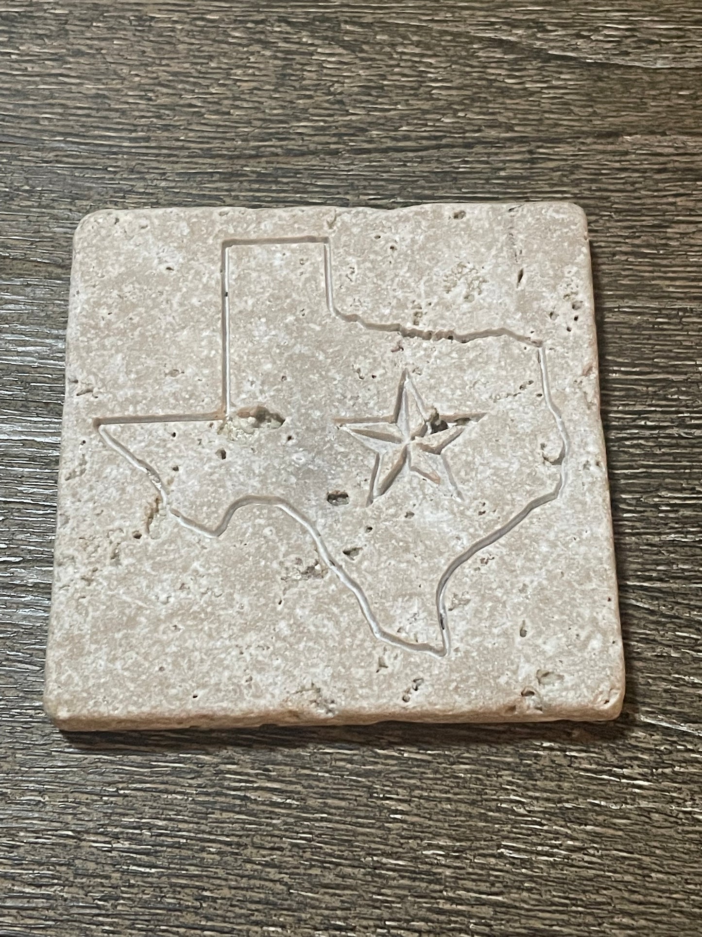 Travertine Texas Engraved Stone Coaster Set of 4