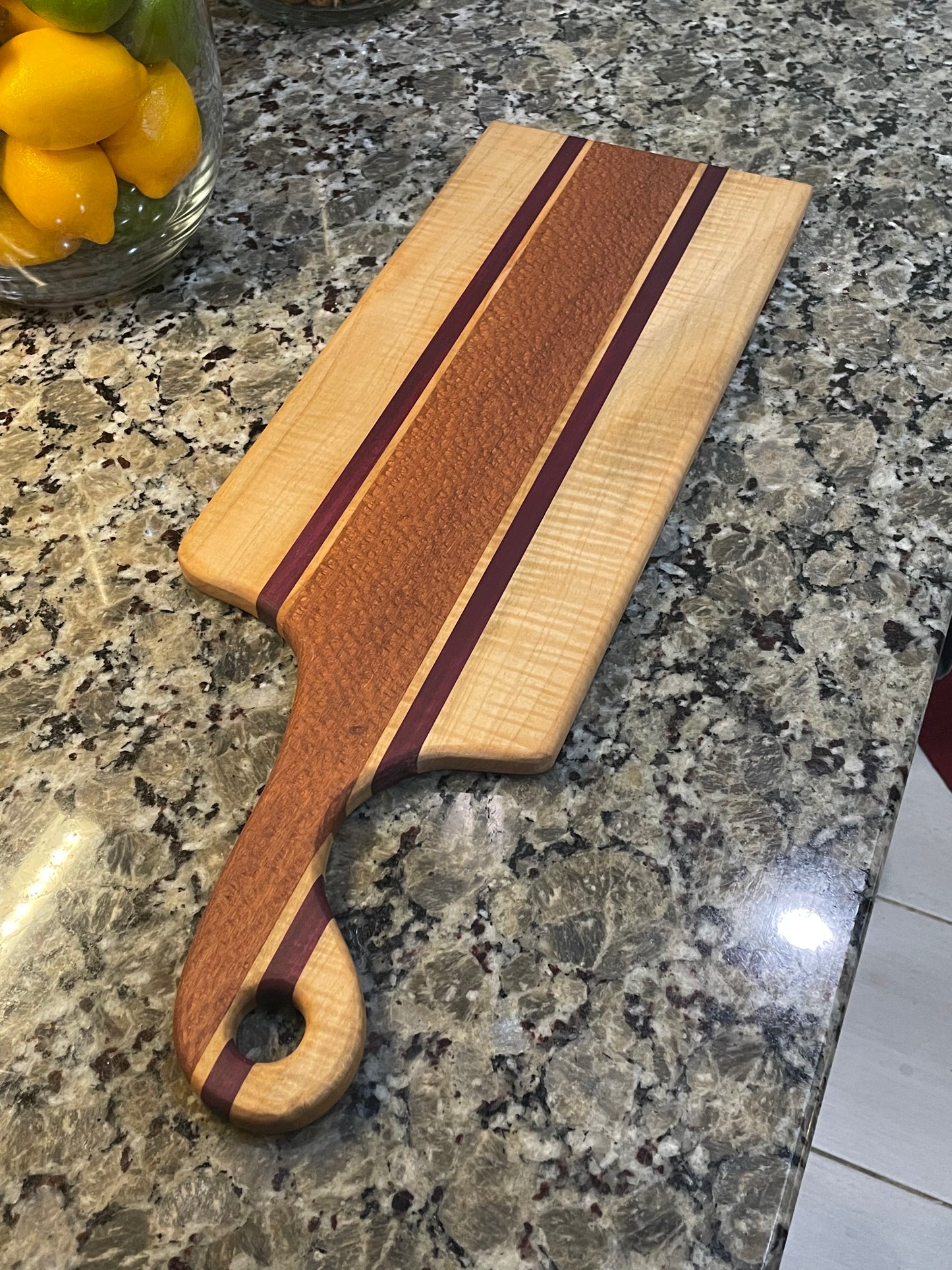 Lacewood PurpleHeart & Maple Charcuterie Board — Compact 13x8