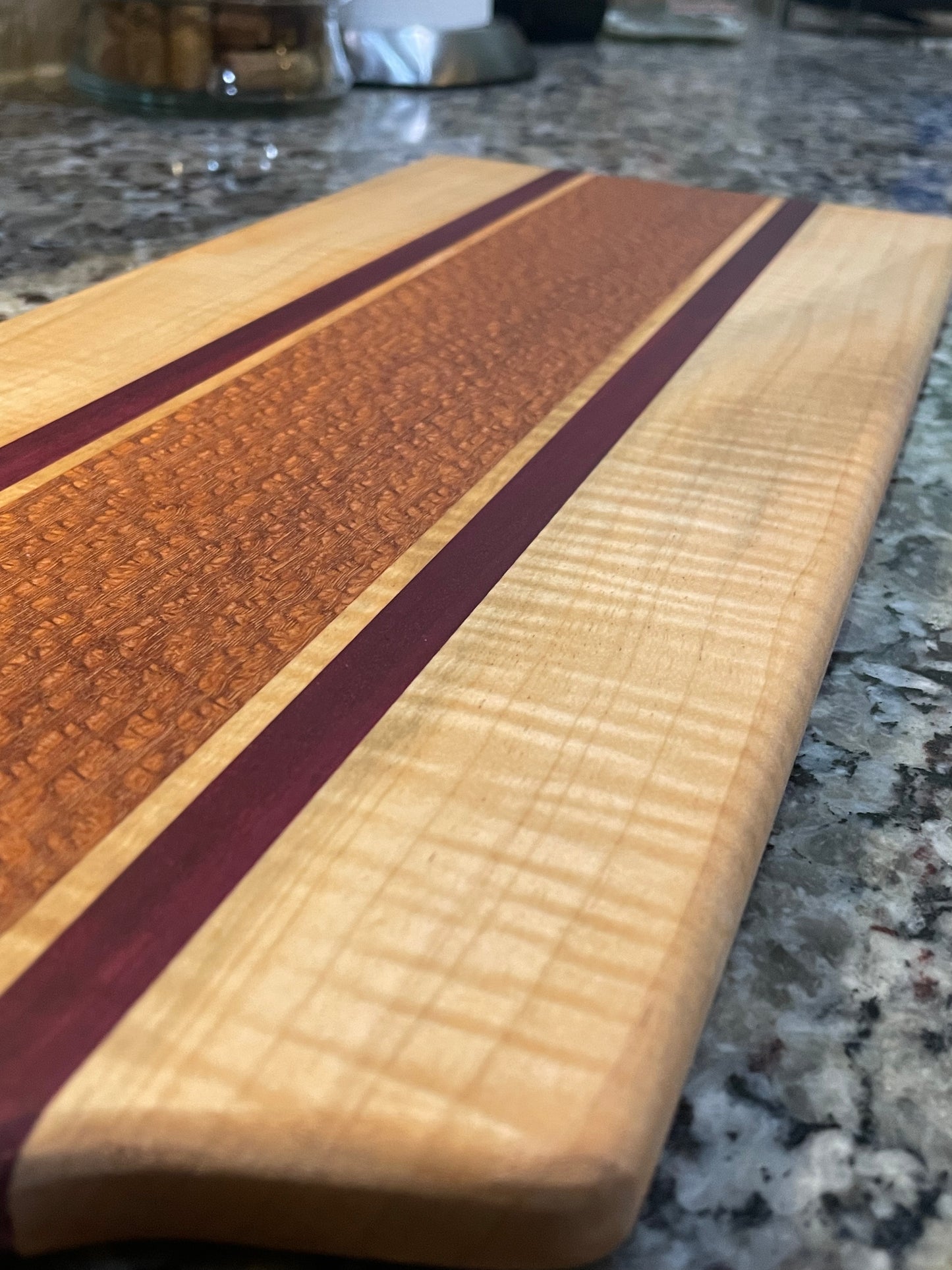 Lacewood PurpleHeart & Maple Charcuterie Board — Compact 13x8