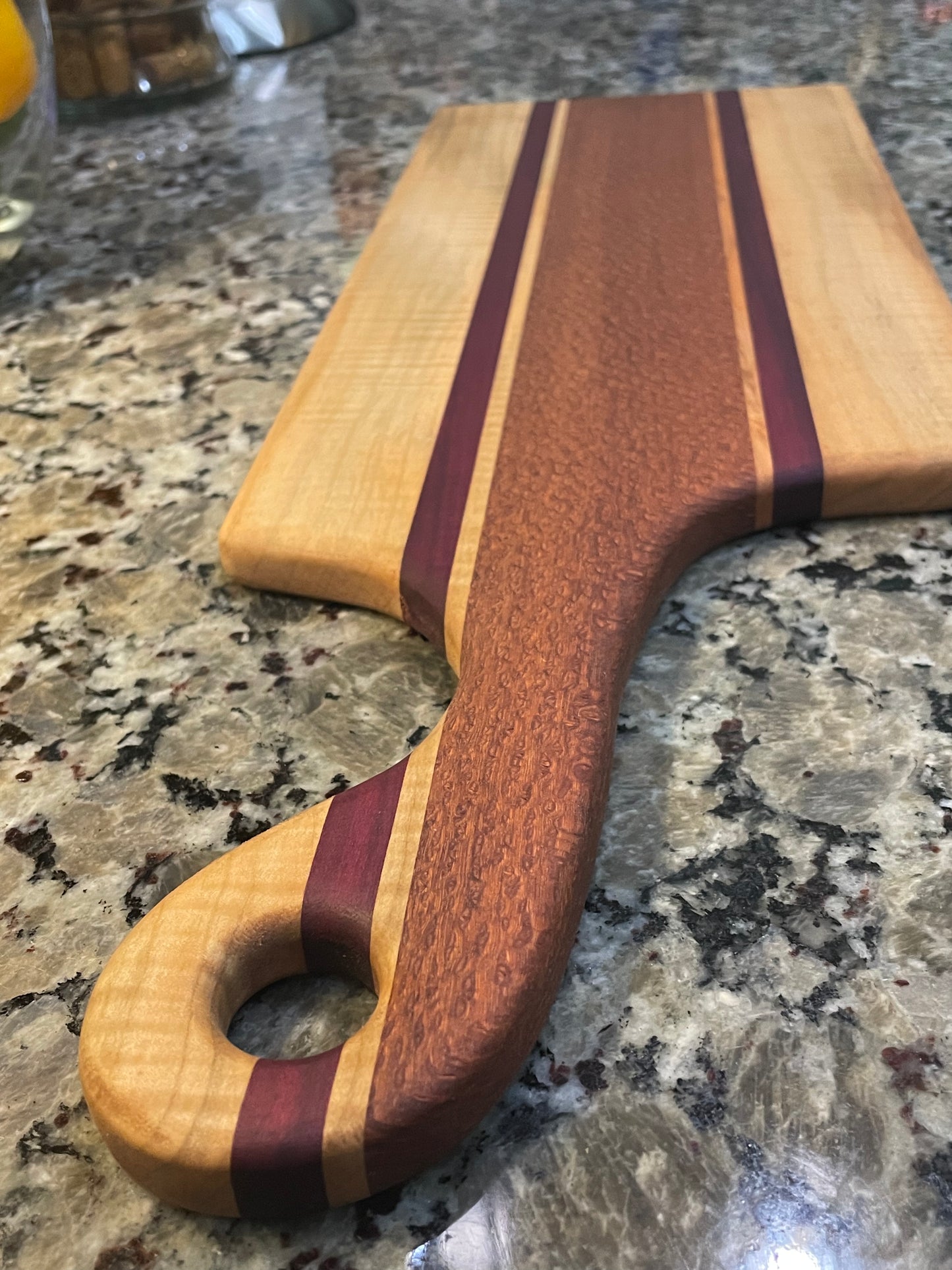 Lacewood PurpleHeart & Maple Charcuterie Board — Compact 13x8