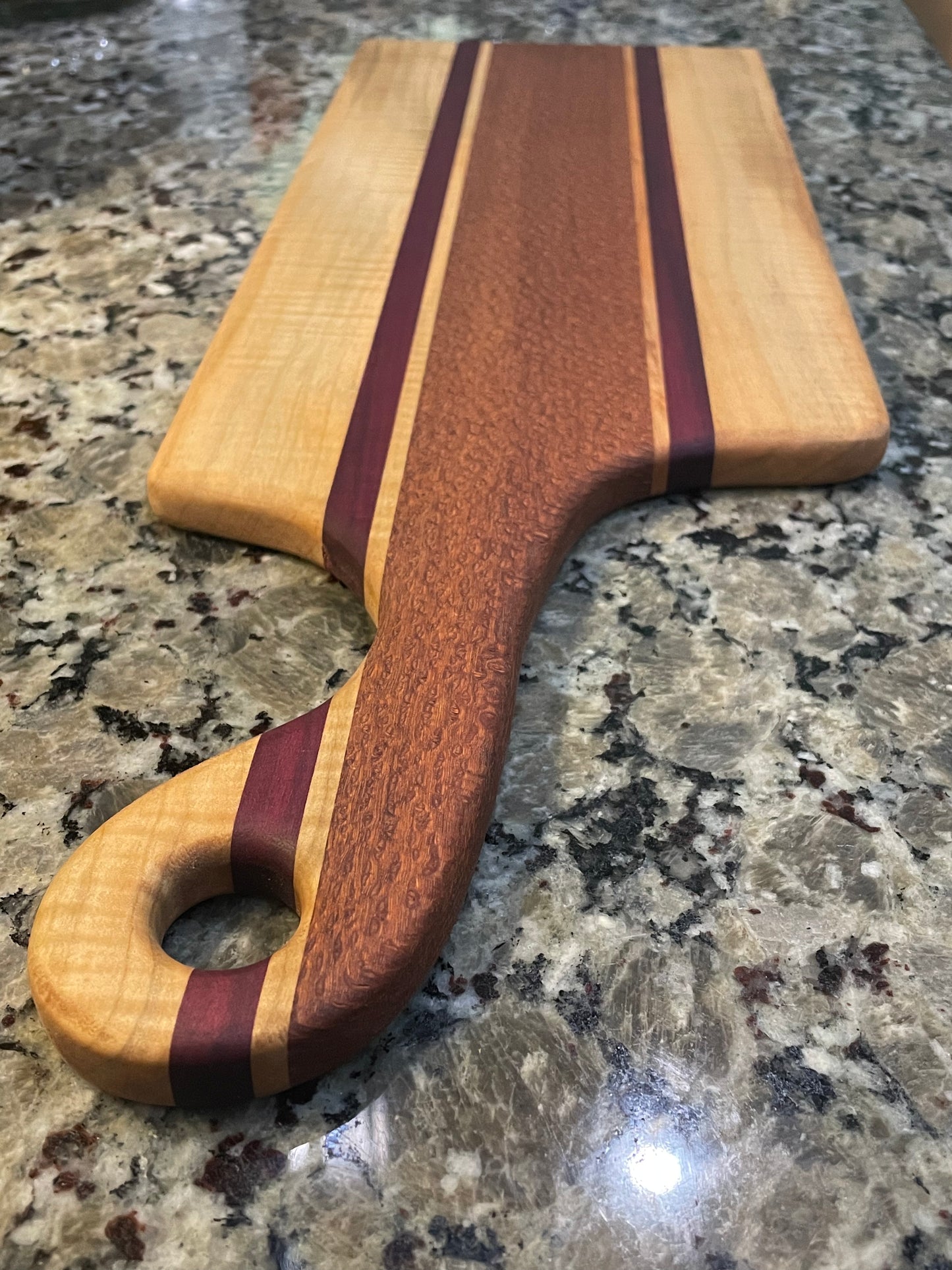Lacewood PurpleHeart & Maple Charcuterie Board — Compact 13x8