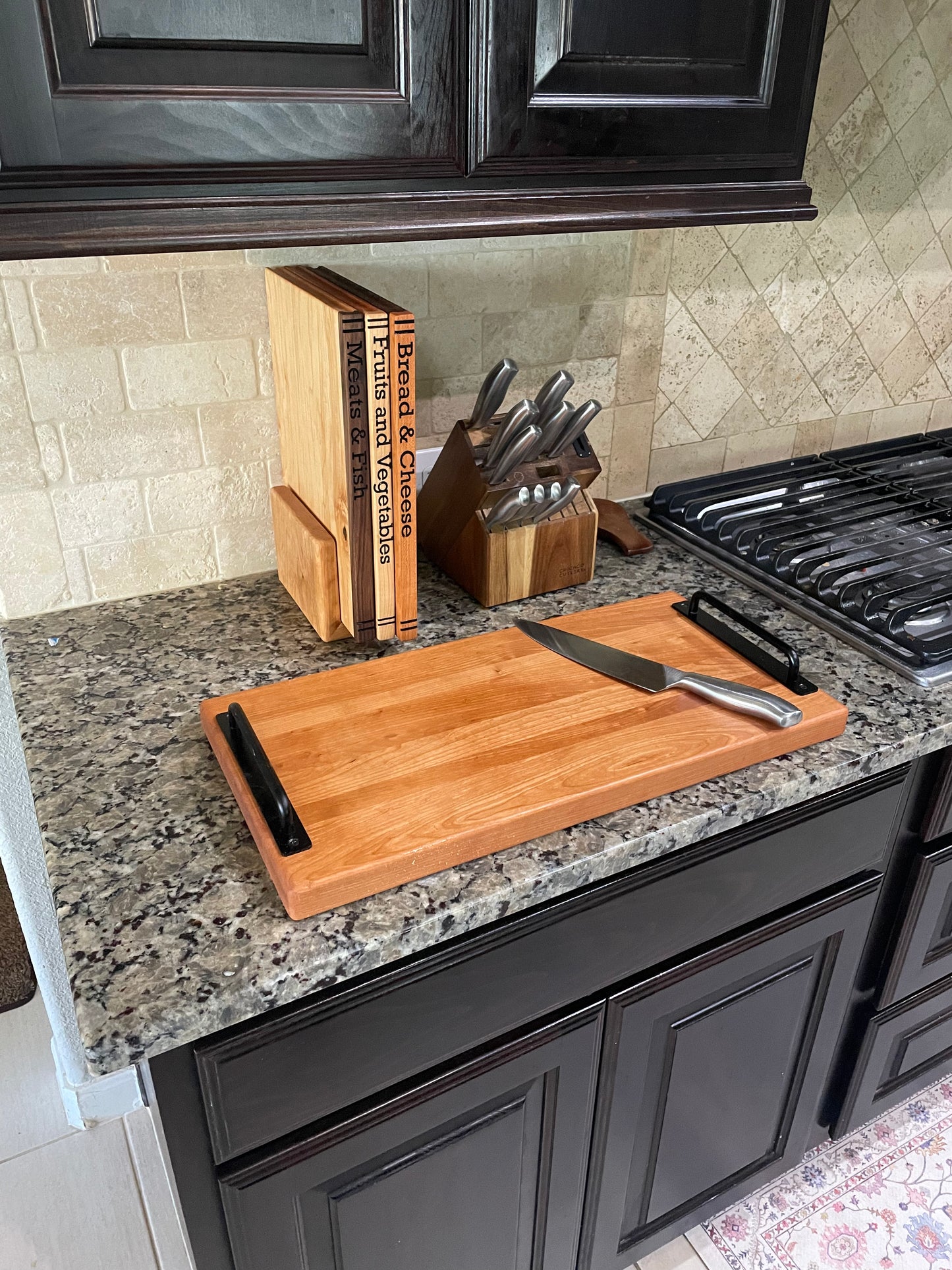 Cherry Bar-B-Cuterie Cutting Board with Barn Door Handles