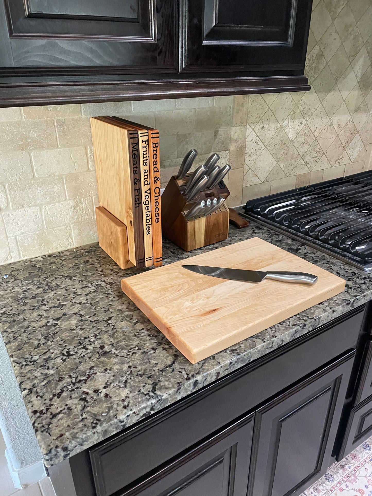 Book-Style Cutting Board Set with Stand
