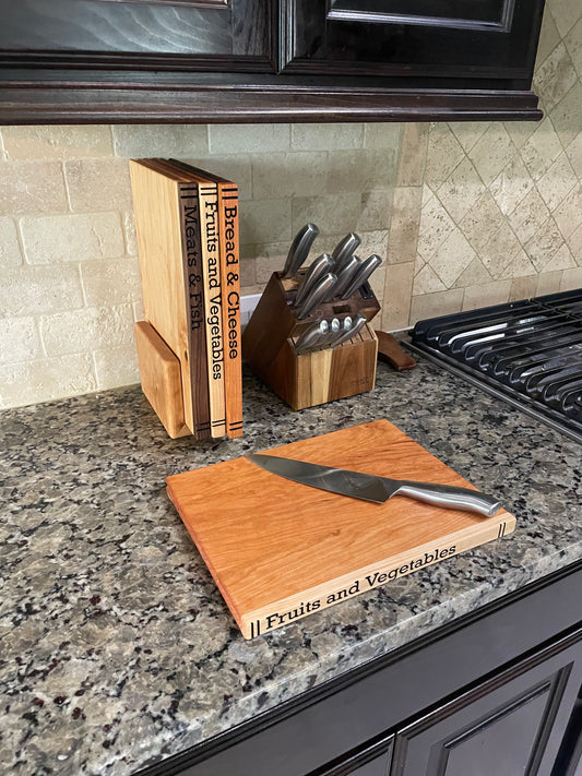 Book-Style Cutting Board Set with Stand