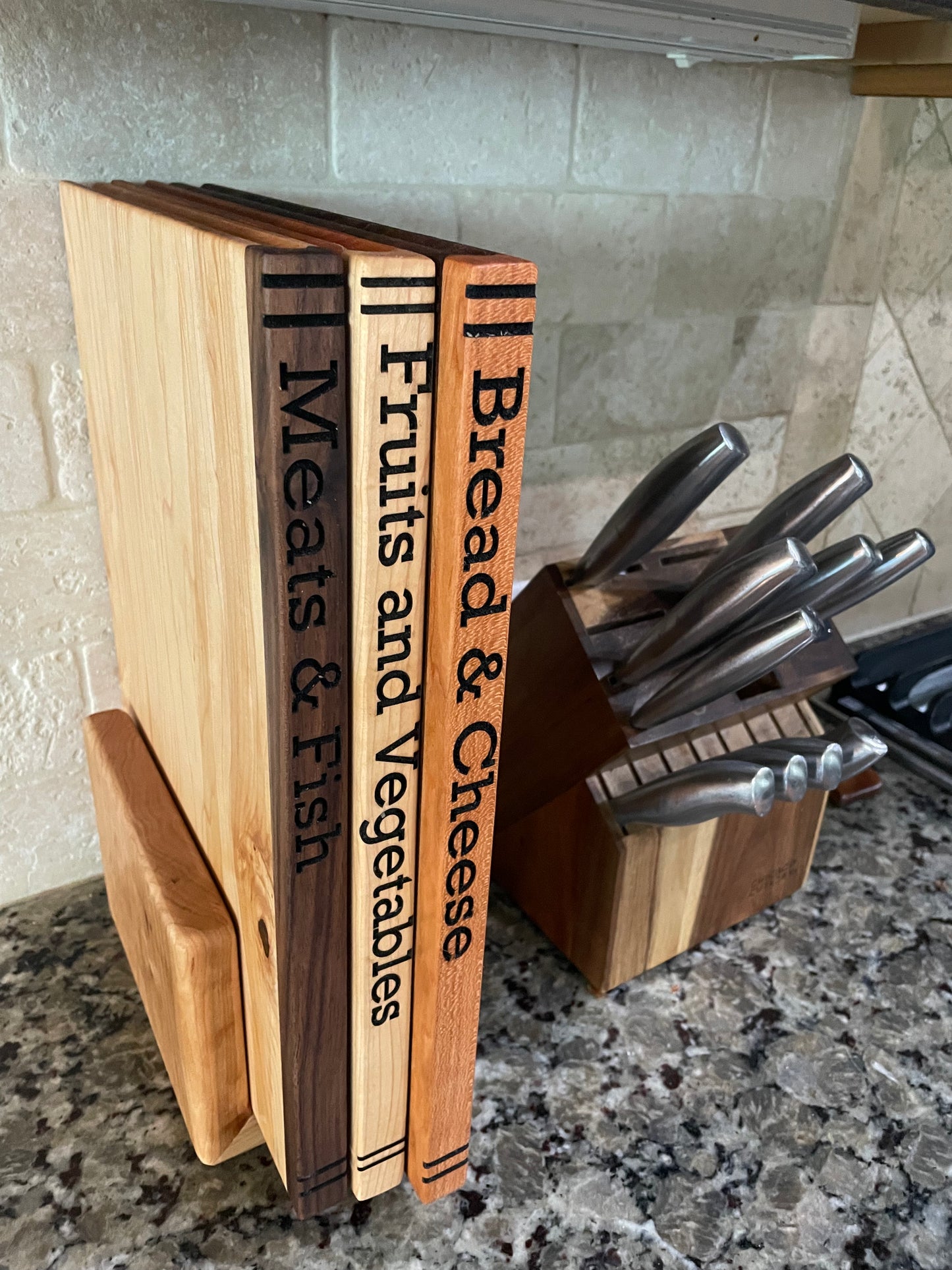 Book-Style Cutting Board Set with Stand