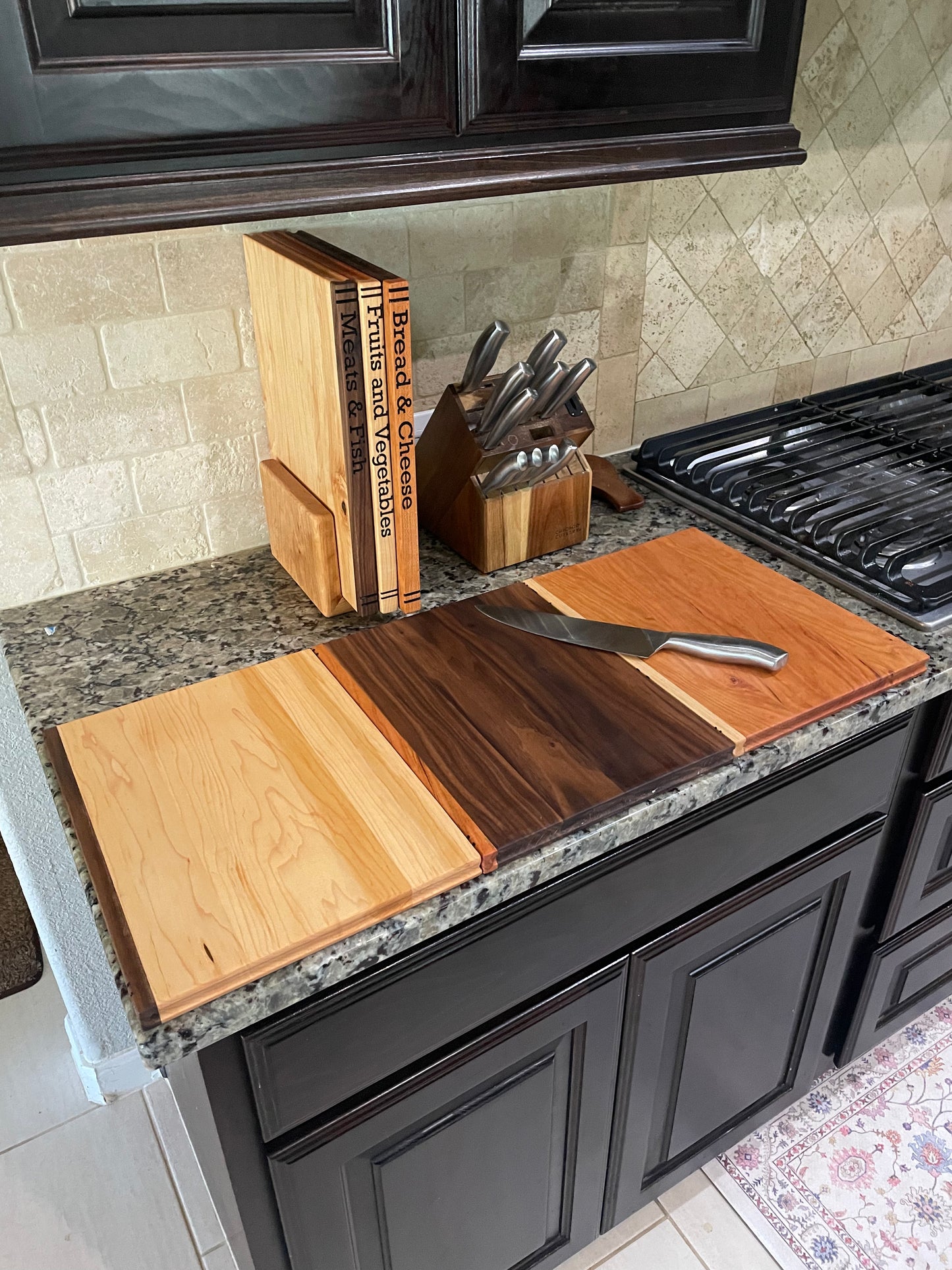 Book-Style Cutting Board Set with Stand