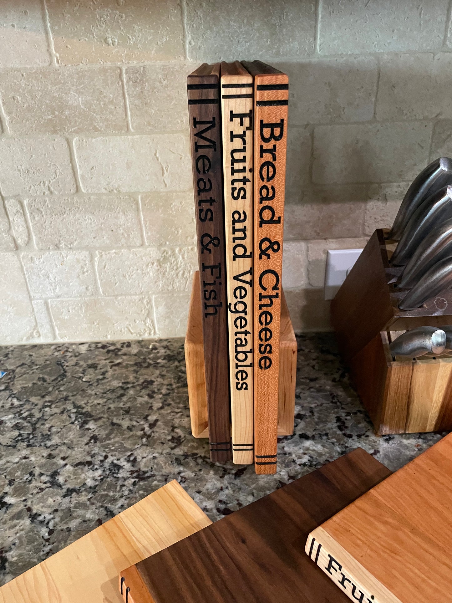 Book-Style Cutting Board Set with Stand