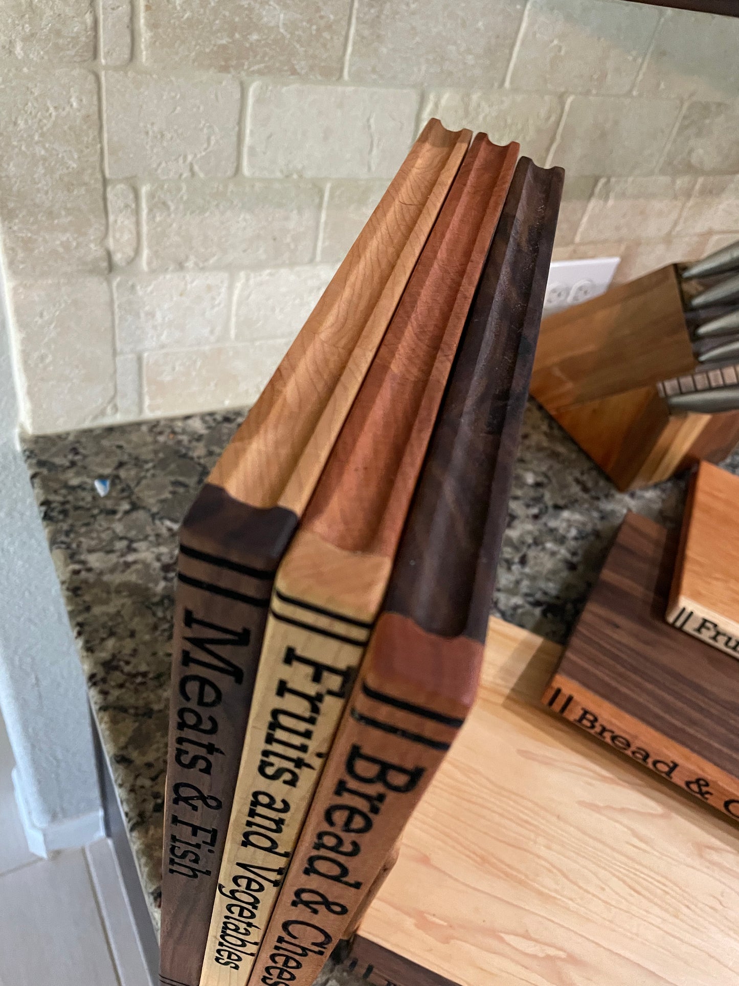 Book-Style Cutting Board Set with Stand